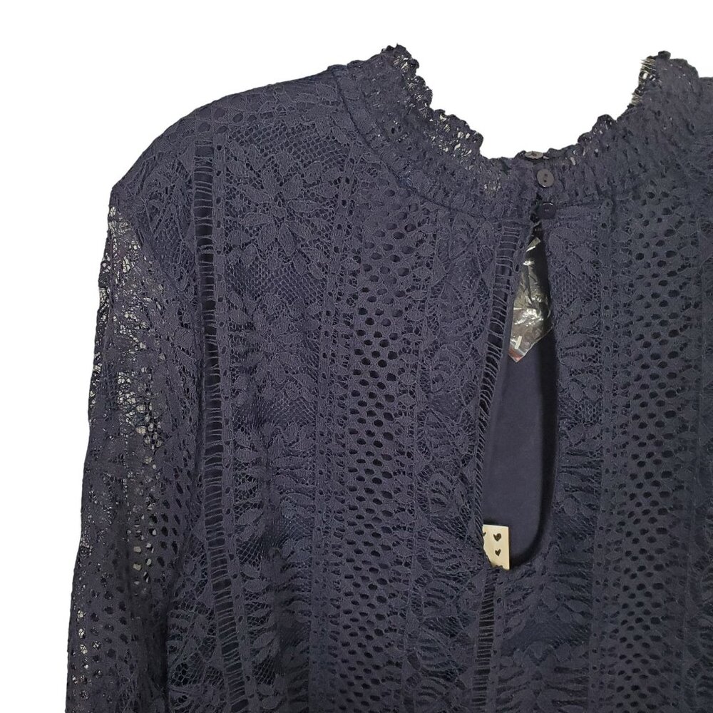 Sheryl Crow NWT Plus Size 3X Top Open Lace Overlay Romantic Feminine Ruffle - Picture 6 of 8